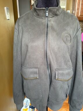 Stefano Ricci Falcon Crest Olive Green Zip Polyester Jacket Size Medium